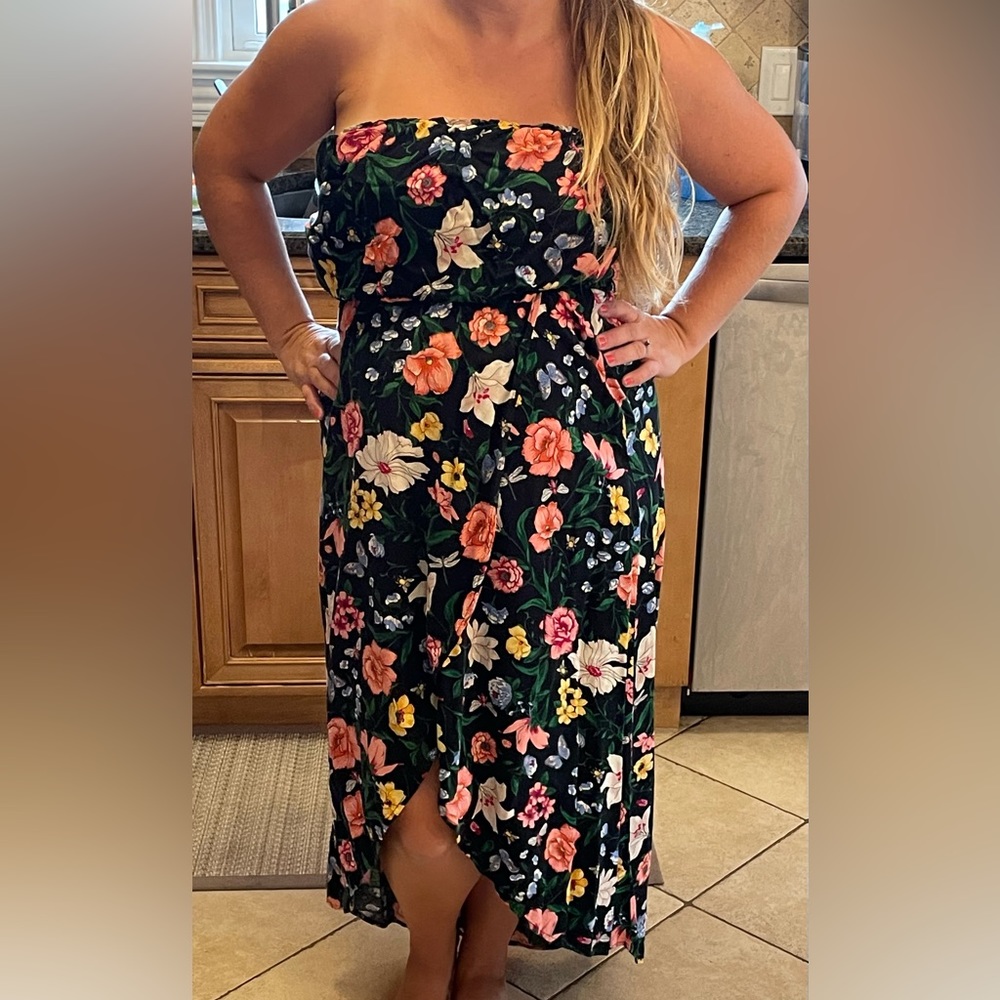 Strapless Floral High Low dress